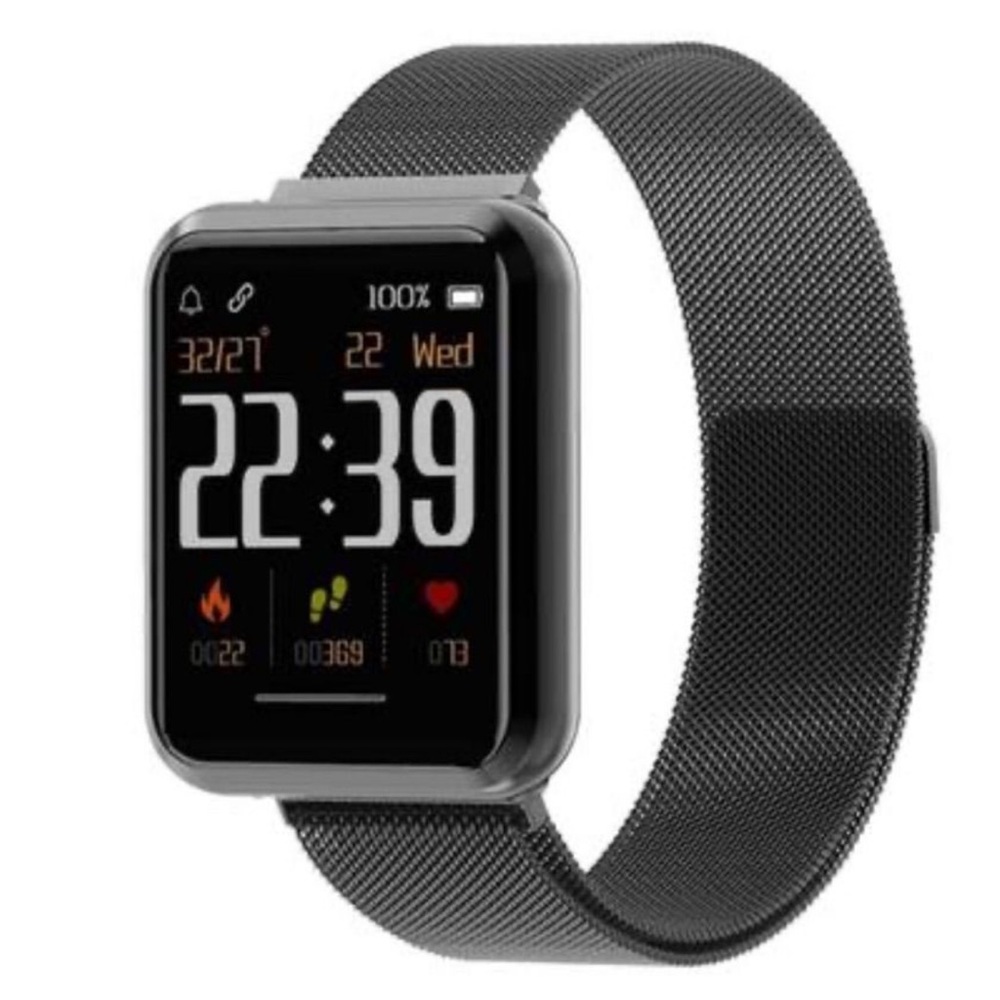 Smartwatch with Black Mesh Band